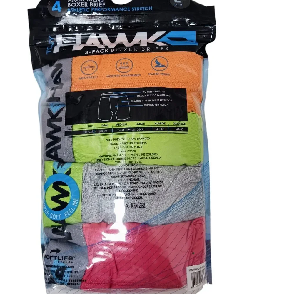 4 Pack TONY HAWK Boxer Briefs Sz‎ L Performance Stretch CONTURED POUCH Colorful